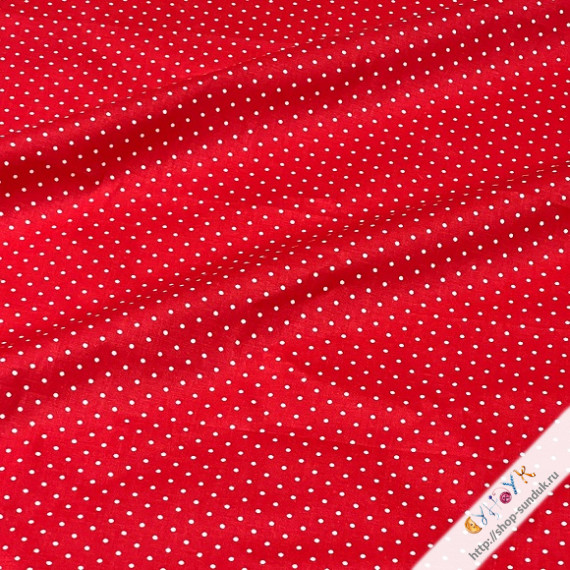 Отрез хлопка "Горошек на красном" Китай [3100080290]